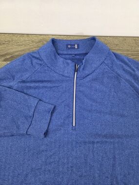 Stitch 1/4 Zip Pullover Golf Sweatshirt Men's XL Blue Stretch Long Sleeve Preppy